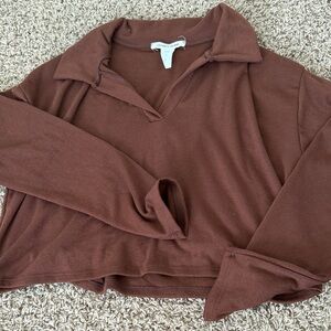Caution To The Wind Women's Crew/Scoop Neck Sweater in Brown